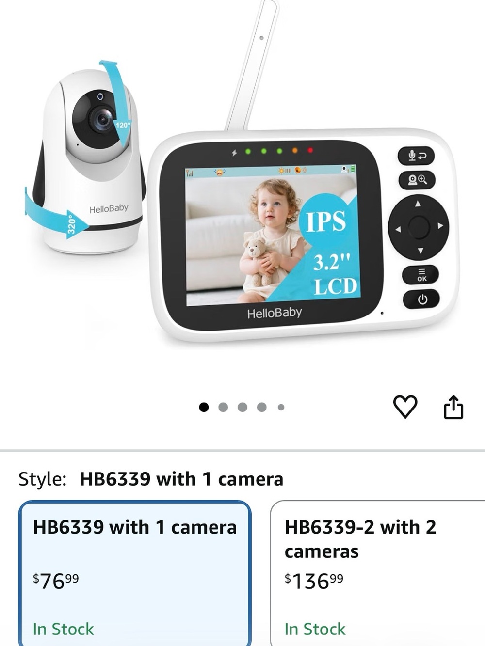 3.2" LCD Baby Monitor with White Camera